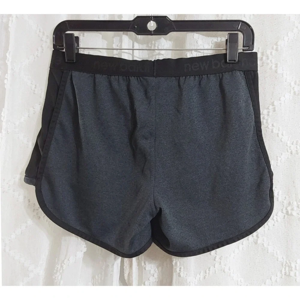 New Balance Womens Running Shorts Gray Black Logo Waistband Size Small